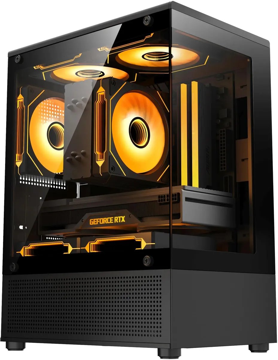 Корпус Accord ACC-UE2B TG Office Pro, mATX, mATX, без БП, черный
