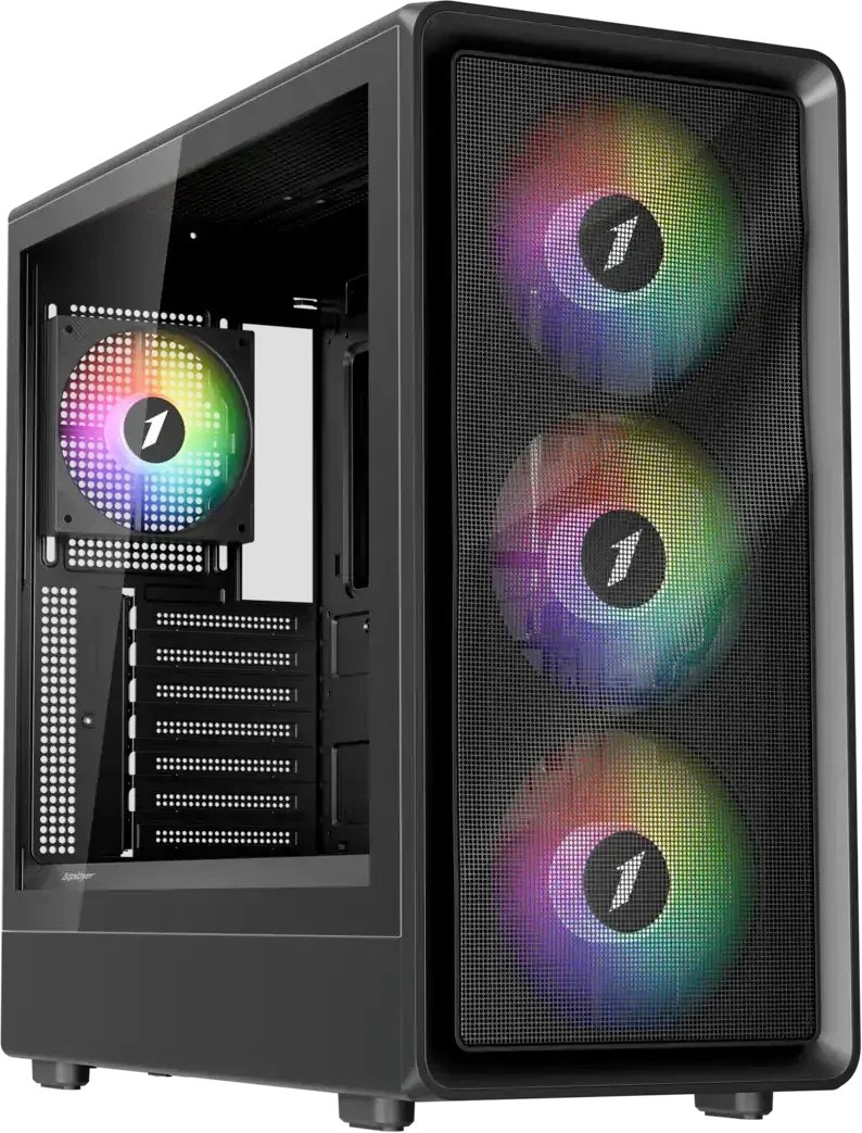 Корпус 1STPLAYER WA8 Black (WA8-BK-3FA7-14-1FA7) / ATX / 3x140mm 1x120mm ARGB fans