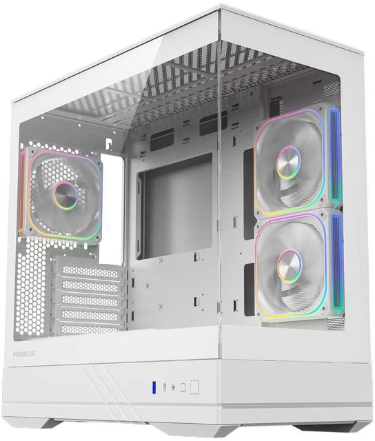 Корпус Powercase GT3 ARGB V2 (CMGT3WV2-A3), TG, Type-C, 3x 120мм ARGB PWM Fans, ARGB+PWM HUB, Nylon filters, белый, mATX