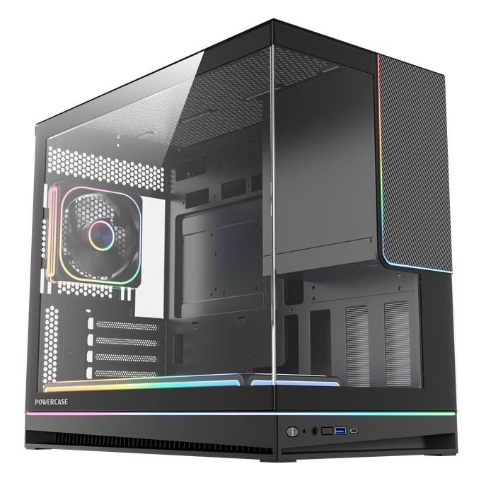 Корпус Powercase TX4 ARGB (CTX4TGMB-A4), TG, Type-C, 1x 360мм+1x120мм ARGB PWM Fans, ARGB+PWM Fan HUB, чёрный, mATX