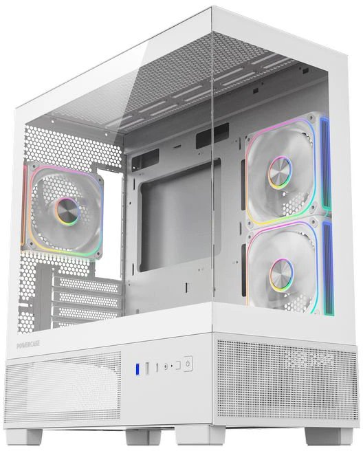 Корпус Powercase Vision Micro S4W V2 (CVMMSHWV2-A3), Tempered Glass, Type-C, 3x 120mm ARGB PWM Fan, ARGB+PWM HUB, белый, mATX