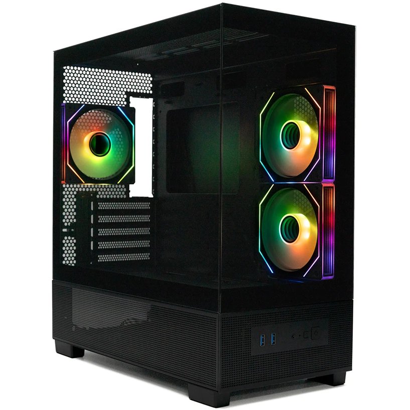 Корпус XASTRA Q500M 3ARGB-C10 Black (Q500M-3FM12A-C10) mATX/Aquarium/Screewless/ 3x120mm ARGB PWM FM fans/Argb+PWM HUB 10port