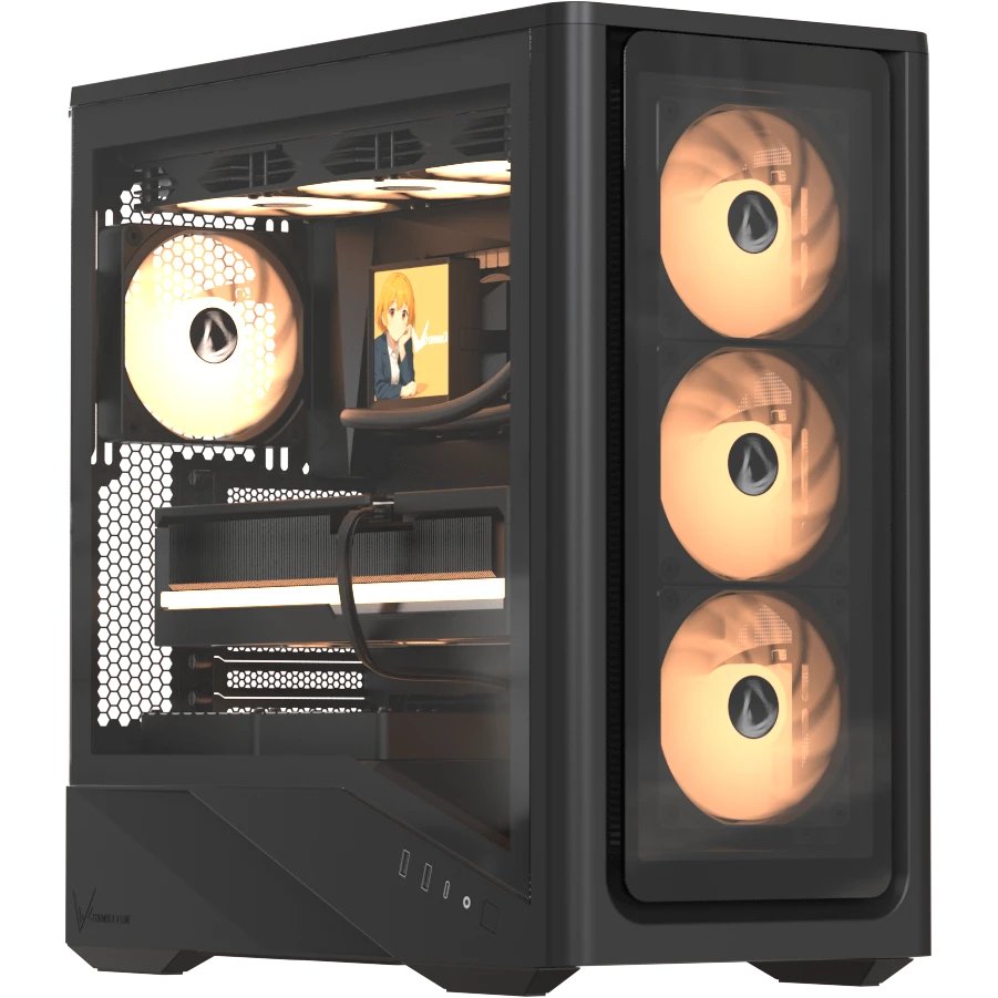 Корпус Formula V Line Air Power G9 Duo PA Black, ATX, Type-C*1, USB3.0*2, MESH/Glass Front Panel, Front 3x Performance ARGB, Rear 1x Performance ARGB