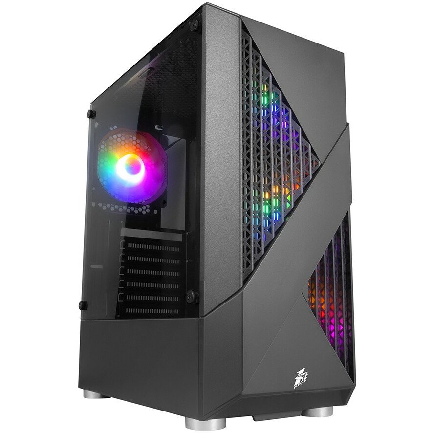 Корпус 1STPLAYER FIREROSE F3-A Black, ATX, TG, 4x120mm LED fans inc. (F3-A-BK-4F1)