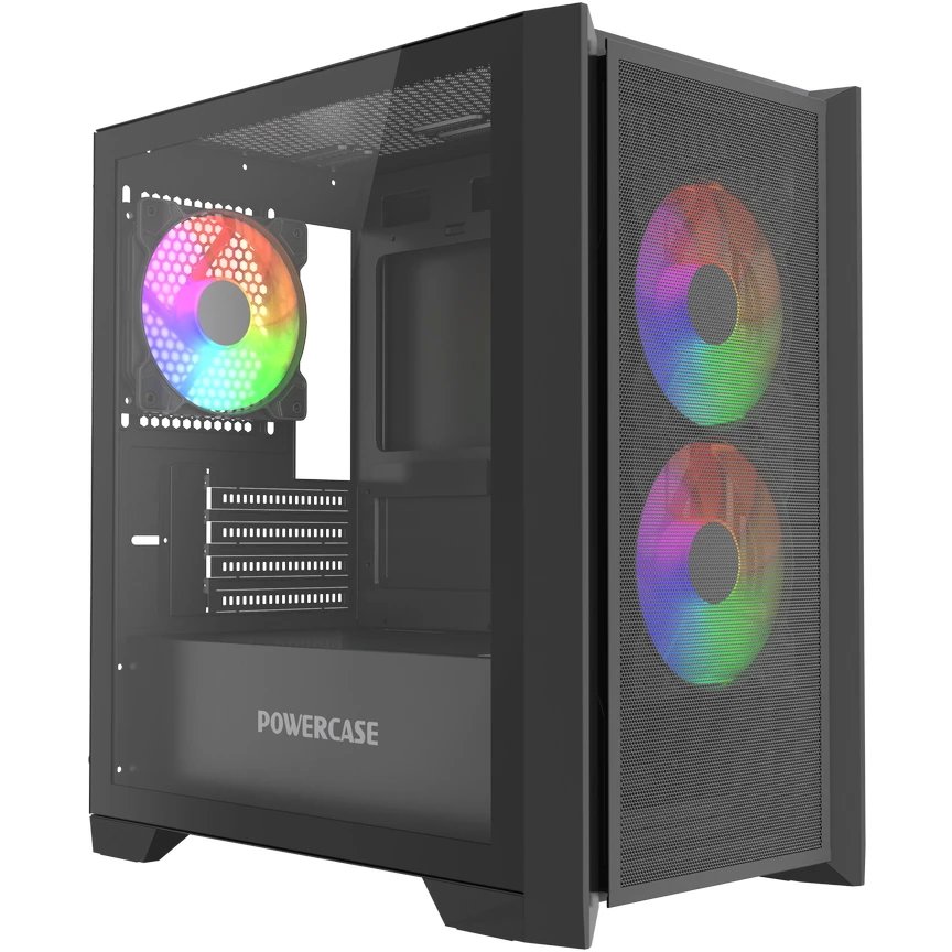 Корпус Powercase Alisio Micro Z3B ARGB V2 (CAMZB-A3-V2), Tempered Glass, 3x 120mm ARGB fan, чёрный, mATX
