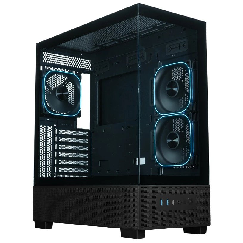 Корпус XASTRA Q500 3ARGB-FG-C10-UC Black (Q500-3FG12A-C10-UC) ATX/Aquarium/Screewless/ 3x120mm ARGB PWM FG fans/Argb+PWM HUB 10port/ Type-C