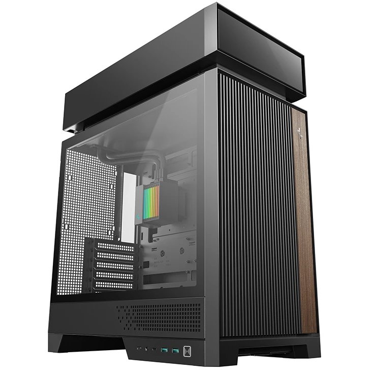 Корпус Deepcool CL6600 без БП, боковое окно (закаленное стекло), 360 СЖО и 2x120мм ARGB вентилятор снизу, черный, ATX