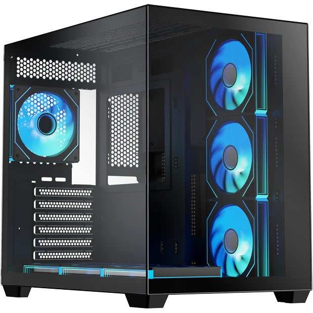 Корпус XASTRA QW500 7ARGB-C10-UC Black (QW500-7FM12A-C10-UC) ATX/Aquarium/Screewless/7x120mm ARGB PWM FM fans/Argb+PWM HUB 10port/Type-C