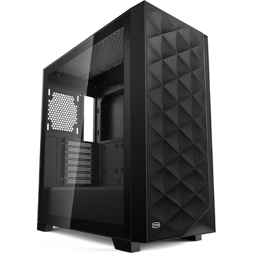 Корпус PcCooler C3D510 BK, без БП, Mesh Mid Tower, Black, TG, 0.7 SPCC, no fans E-ATX, ATX, mITX 170/390/205mm