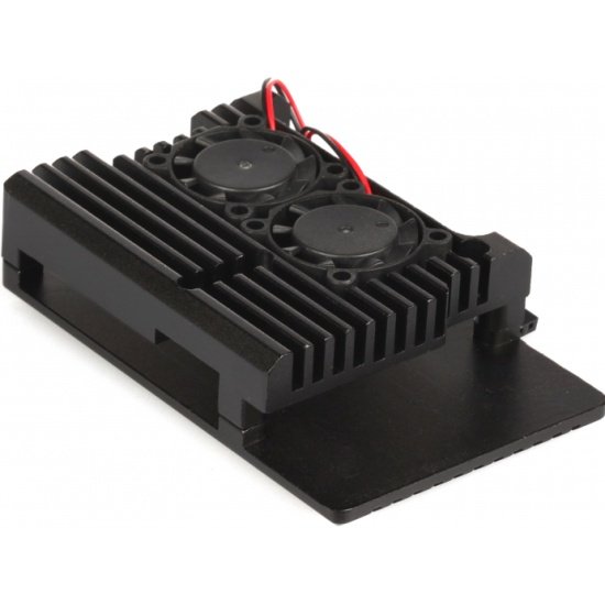 Корпус Qumo (RS010) Aluminum case with double black fans,  Raspberry Pi 4, black