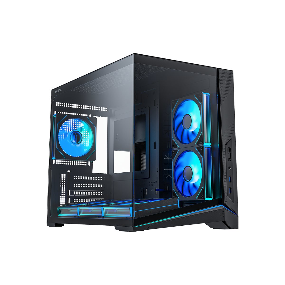 Корпус XASTRA QW505M 6ARGB-C10 (QW505M-6FM12A-C10-WH) White mATX/Aquarium/Screewless/ 6x120mm ARGB PWM FM fans/Argb+PWM HUB 10port/Led strip