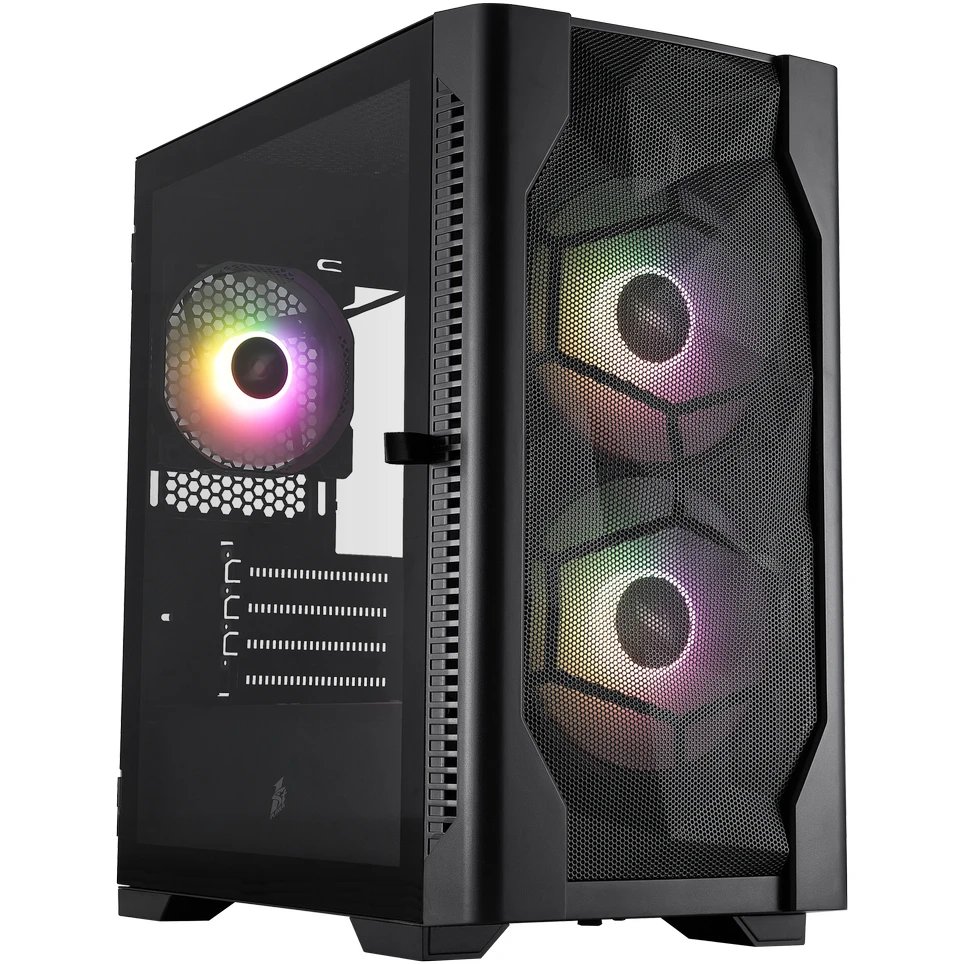 Корпус 1STPLAYER DK D4-M ARGB Black (D4-M-BK-2F7-14-1F7) / mATX / 2x140mm 1x120mm ARGB fans