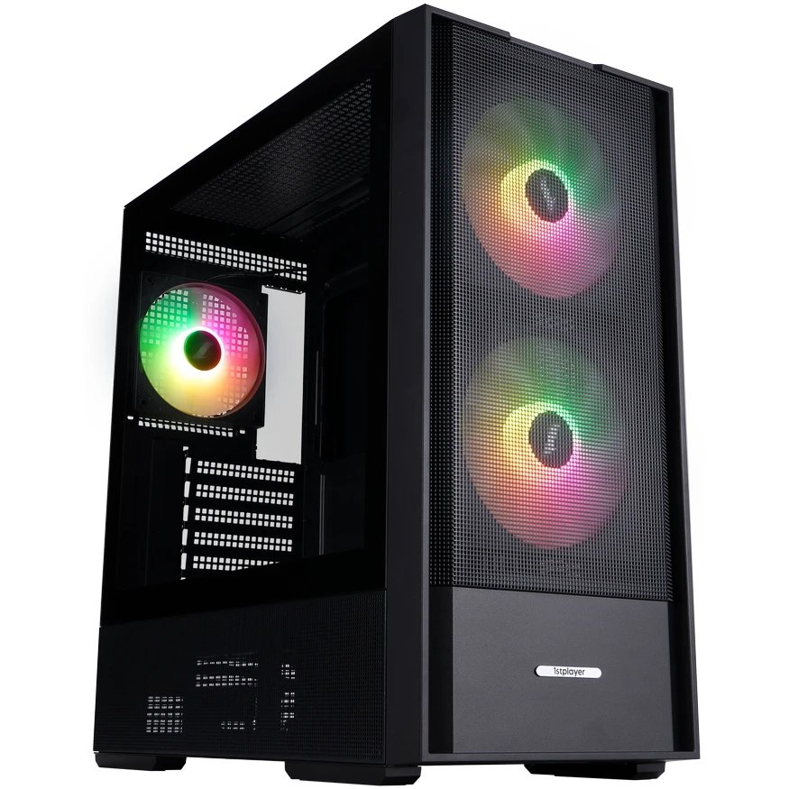 Корпус 1STPLAYER AU7 ARGB Black (AU7-BK-2FA7-14-2FA7R-1FA7) / ATX / 2x140mm 3x120mm ARGB fans