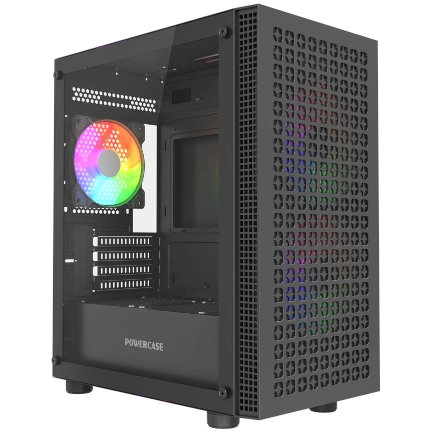 Корпус Powercase Mistral Micro EM18 (CMMEM18B-A3), Tempered Glass, 2x140mm + 1х120mm ARGB PWM fan, чёрный, mATX