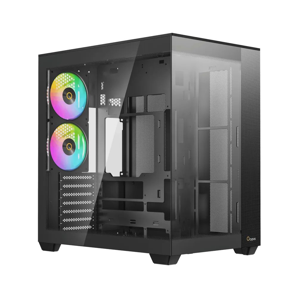 Корпус Ocypus Delta C74 BK ARGB (Delta-C74-BKD200XX-GL), без БП, Midi-Tower, TG, 2x120mm 2xUSB-A 3.0 + 1xUSB-C 3.1, ATX, mITX Black