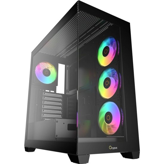 Корпус Ocypus Gamma C72 BK ARGB (Gamma-C72-B-KDG00XX-GL) ATX / win / black / 4 ARGB fans / no PSU / Tempered Glass