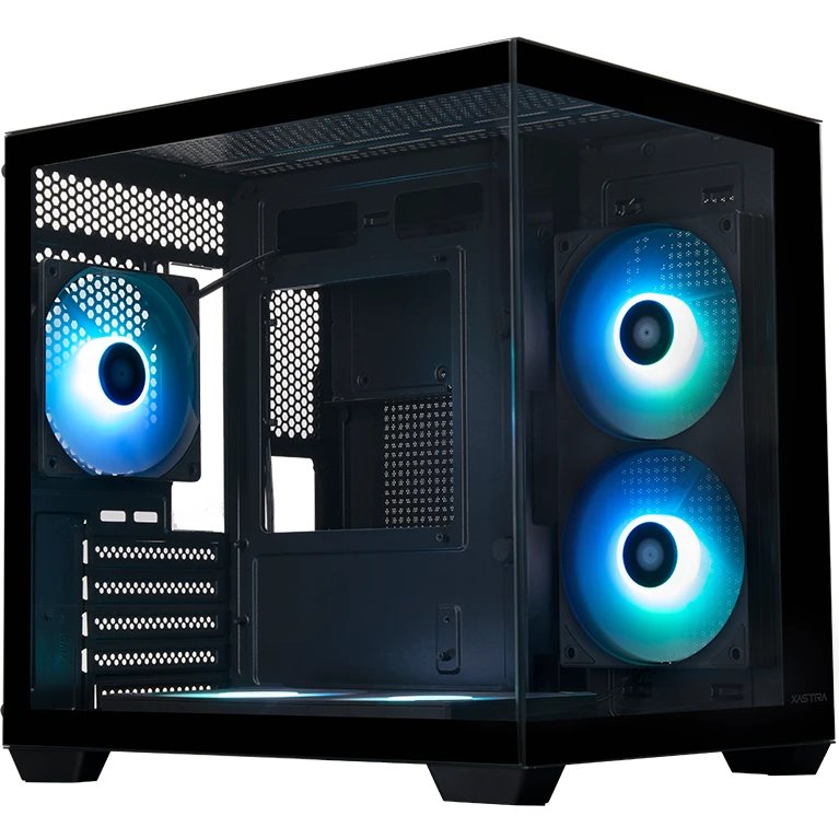 Корпус XASTRA QW400M 5ARGB-FC-C6-AC Black (QW400M-2FA24A-1FC12A-C6-AC) mATX/Aquarium/Screewless/1x120mm+2x240 ARGB PWM FC fans/Argb+PWM HUB 6port
