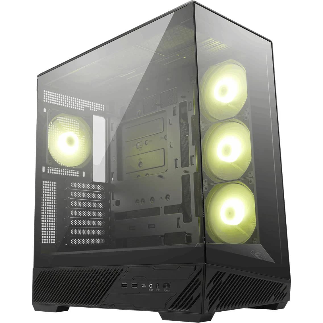 Корпус MSI Mag Pano 130R PZ (306-7G32R21-HH9) 2xUSB 3.2 Gen 1, 1xUSB 3.2 Gen2 Type-C, 3x120mm ARGB Reverse Blade Fan, 1x120mm ARGB Fan
