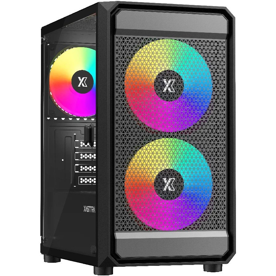 Корпус XASTRA A303M 3ARGB Black (A303M-2FC14A-1FC12A-D) mATX/Mesh  tempered glass 2x140mm + 1x120mm ARGB PWM fans Door