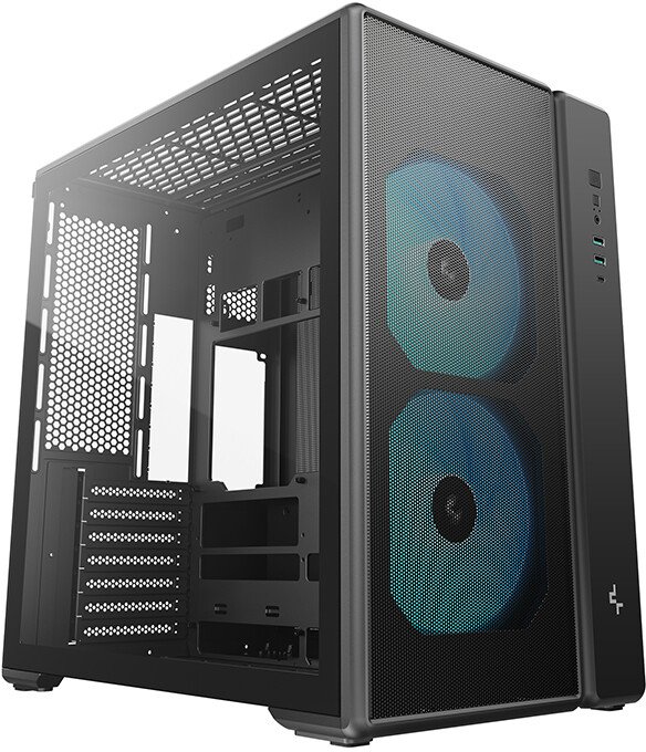 Корпус Deepcool CG590 Mesh 2F, TG (aquarium), 2x120mm ARGB Fan, mini-ITX, mATX, ATX, черный