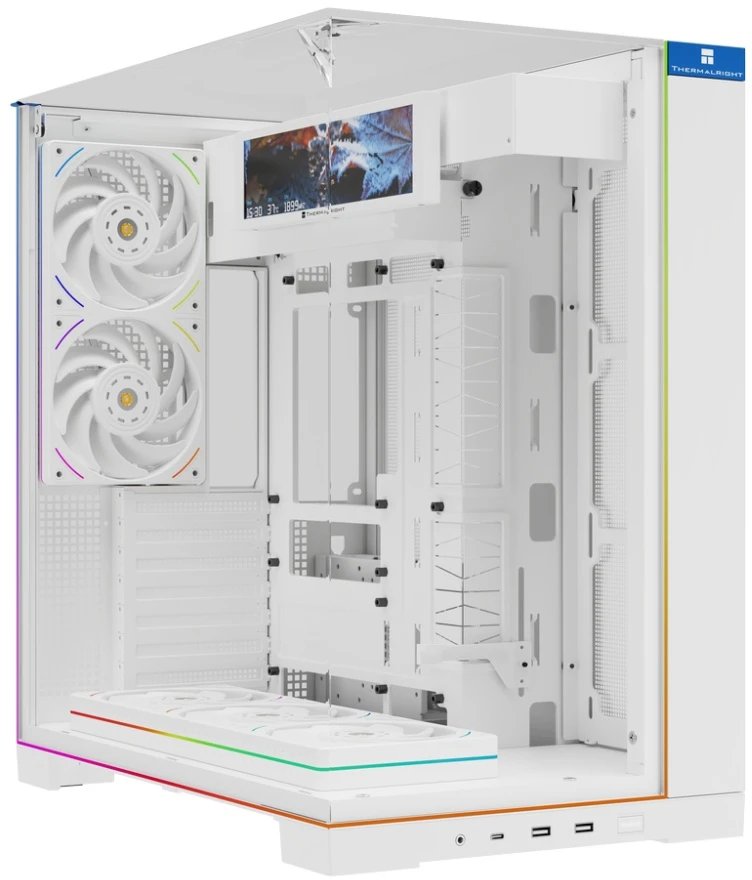 Корпус Thermalright TR-A70 Vision White FanUB (TRA70VFUBW) / TG / TL-UB36RW+TL-UB24W PWM Fans / 9.16'' LCD screen / USB TYPE-C / ATX