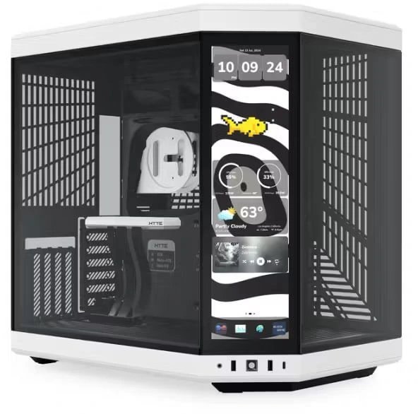 Корпус HYTE Y70 Touch Infinite (CS-HYTE-Y70TTI-WB), без БП, Midi-Tower, TG, LCD, no fans, 2xUSB-A 3.2, 1xUSB Type-C, E-ATX, ATX, mITX Whitr