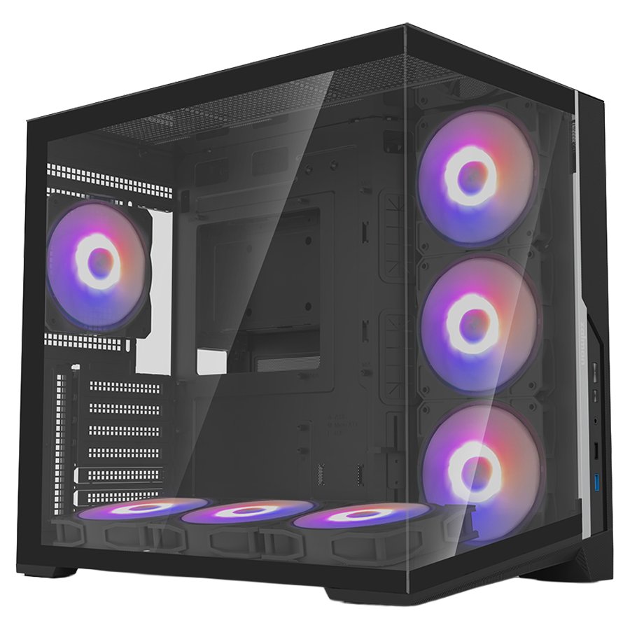 Корпус ZALMAN D40, ATX, Black, Window, 1xCombo (2.5'' or 3.5''), 2x2.5'', 2x3.5'', 1xUSB Type-C, 1xUSB3.0, Side 3x120 ARGB, Bottom 3x120 ARGB