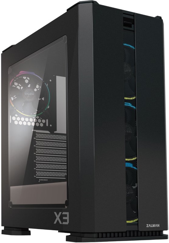 Корпус Zalman X3 Black, ATX, Window, 2x3.5", 2x2.5", 2xUSB2.0, 2xUSB3.0, FRONT 3x120mm RGB, REAR 1x120mm RGB