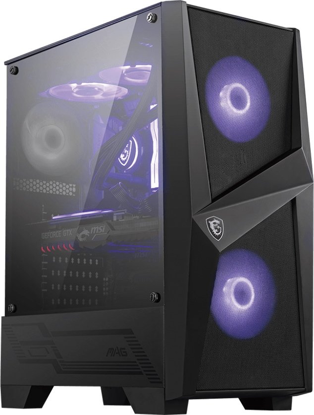Корпус MSI MAG Forge 100M / mid-tower, ATX, tempered glass side panel / 2x RGB 120mm & 1x 120mm fans inc