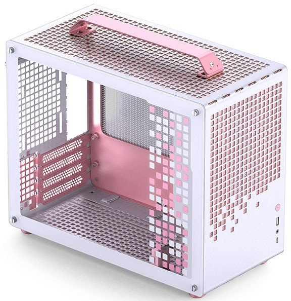 Корпус JONSBO Jonsplus Z20 Pink/White без БП, боковая панель из закал. стекла, mini-ITX, micro-ATX, бело-розовый