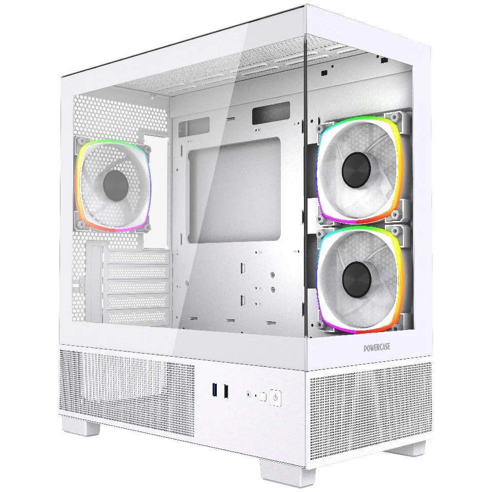 Корпус Powercase Vision Micro M3W (CVMMW-A3), Tempered Glass, 3x 120mm ARGB PWM Fan, белый, mATX