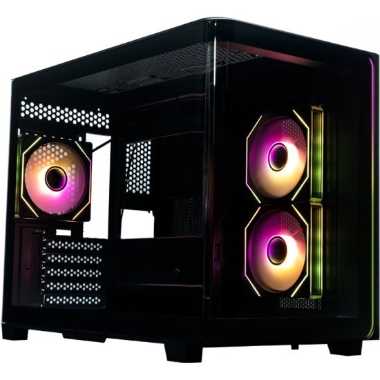 Корпус XASTRA QR600M 3ARGB C10-UC (QR600M-3FM12A-C10-UC-L) Black mATX/Aquarium/Curve Glass/Led Strip/3x120mm ARGB PWM FM fans/ Argb+PWM HUB 10port