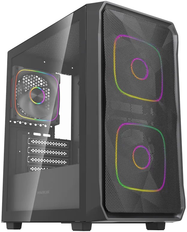 Корпус Powercase Mistral SM06 ARGB (CMMSM06B-A3), Tempered Glass, 3x120mm ARGB PWM fans, чёрный, mATX