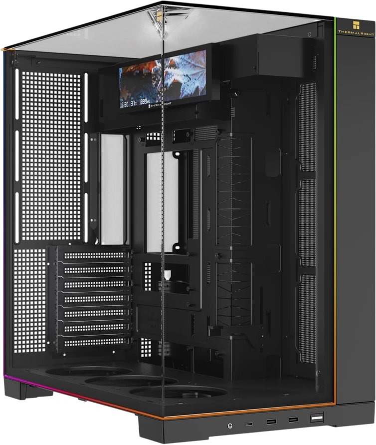 Корпус Thermalright TR-A70 Vision (TRA70V) / Black / TG / ARGB Strip / 9.16'' LCD screen / USB Type-C / W/O fans / ATX