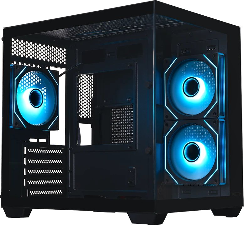 Корпус XASTRA QW400M 3ARGB-C6-AC Black (QW400M-3FM12A-C6-AC) mATX/Aquarium/Screewless/3x120mm ARGB PWM FM fans/Argb+PWM HUB 6port