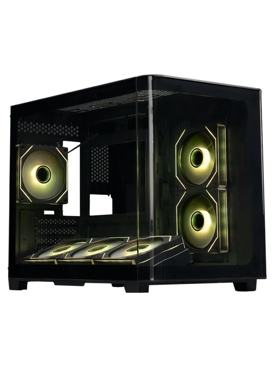 Корпус XASTRA QR500M 6ARGB-FM-C10-UC Black (QR500M-6FM12A-C10-UC) mATX/Aquarium/2 Curve Glass/6x120mm ARGB PWM FM fans/Argb+PWM HUB 10port /Type-C