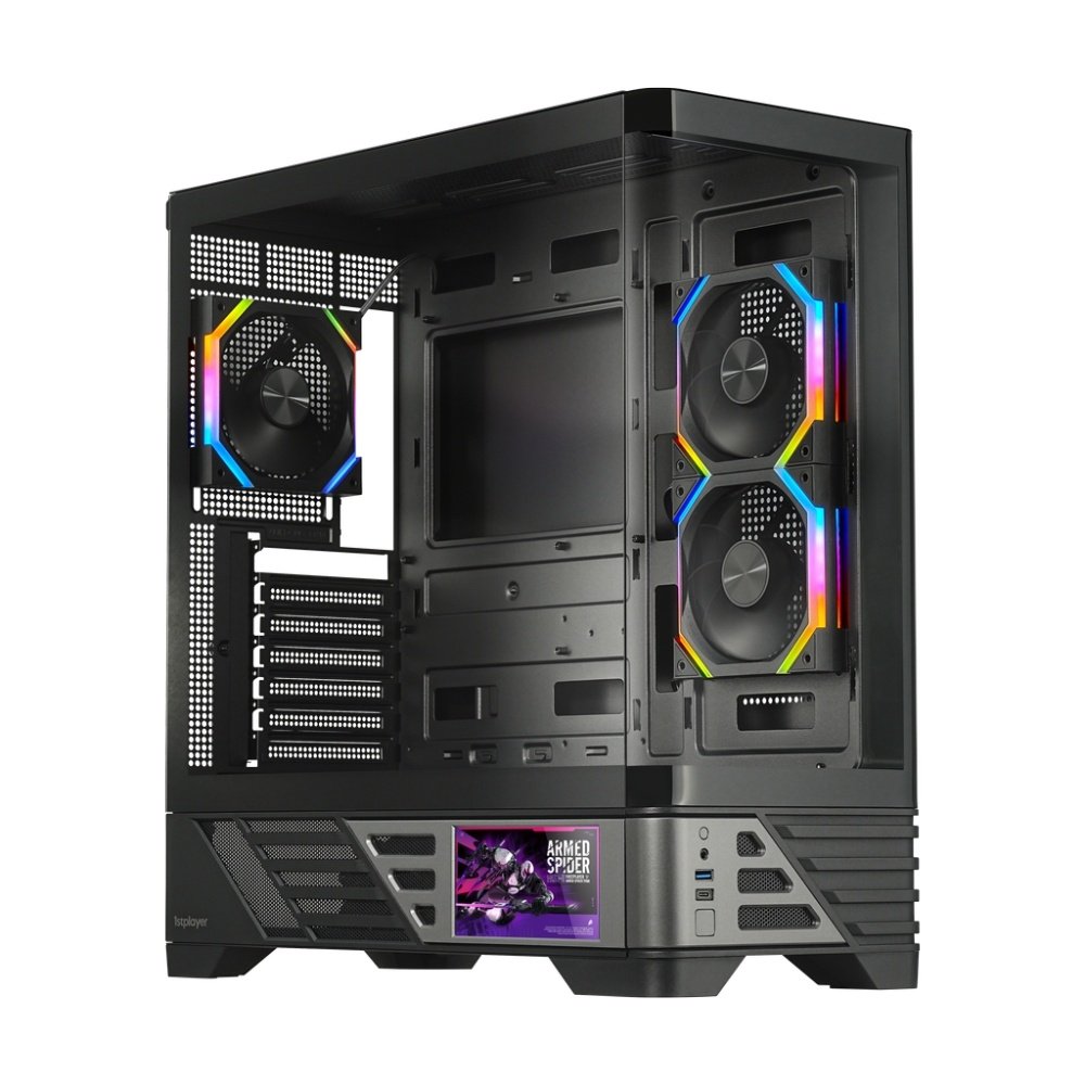 Корпус 1STPLAYER MC8 Black (MC8-BK-2FH7R-1FH7-HUB3) / ATX / 5.5" LCD display / 3x120mm ARGB fans hub