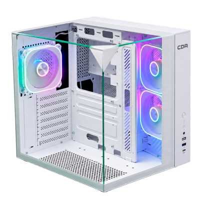 Корпус CBR Cube X810WT (PCC-ATX-X810WT-WPSU), без БП, ATX, 1*USB Type-C, 1*USB 3.0, 1*USB 2.0, HD Audio+Mic, 3*fans, White
