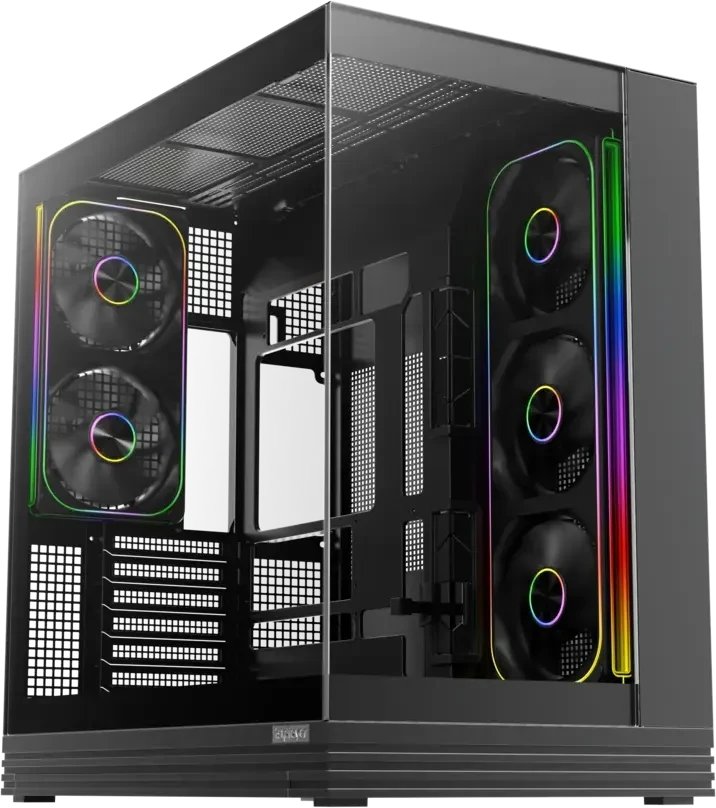 Корпус 1STPLAYER OV8 Black (OV8-BK-2FP7R-3-1FP7-2-HUB3) / ATX BTF / 8x120mm ARGB fans hub