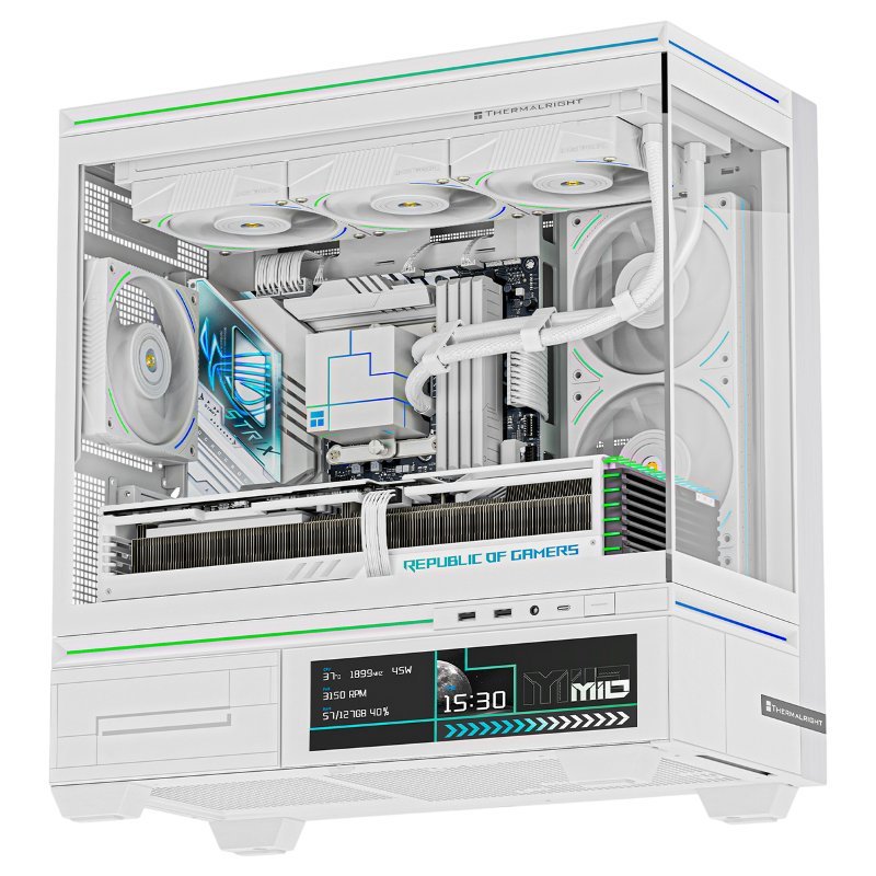 Корпус Thermalright M10 Vision White Fan4-C, без БП, Mini-Tower, TG, LCD, 4x120mm ARGB, 2xUSB-A 3.0, 1xUSB Type-C, mATX, mITX
