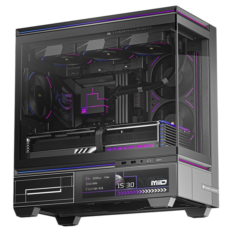 Корпус Thermalright M10 Vision Black Fan4-C, без БП, Mini-Tower, TG, LCD, 4x120mm ARGB, 2xUSB-A 3.0, 1xUSB Type-C, mATX, mITX
