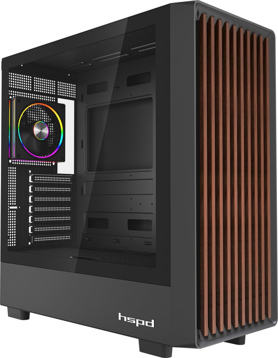 Корпус HSPD F760 (F760-TGBK-ARGB), без БП, Mid Tower, Black, TG, 0.5 SPCC, 4x120mm ARGB E-ATX, ATX, mITX 165/420/200mm 2x2.5"