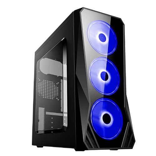 Игровой корпус: DeTech C3148S USB 2.0 Blue Прозрачная боковая панель