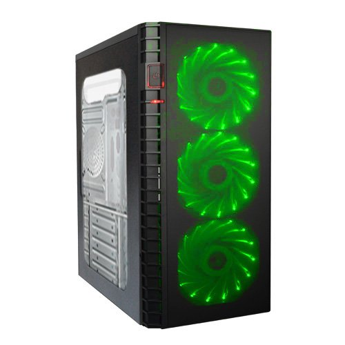 Игровой корпус: DeTech C3131S USB 3.0 Green Прозрачная боковая панель