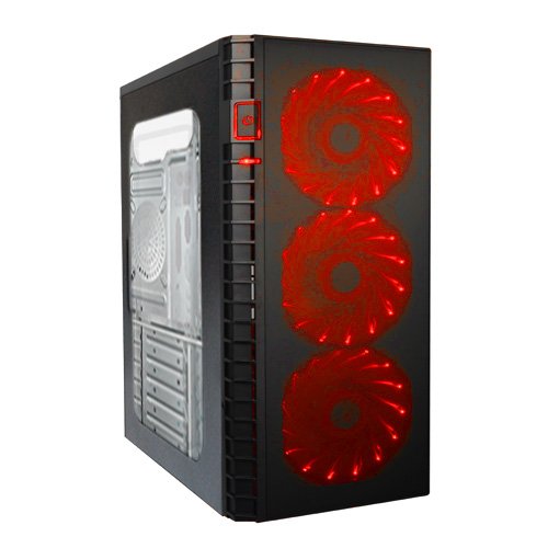 Игровой корпус: DeTech C3131S USB 3.0 Red Прозрачная боковая панель