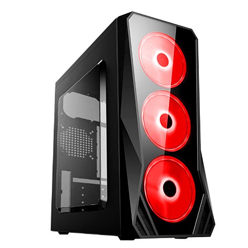 Игровой корпус: DeTech C3148S USB 3.0 Red Прозрачная боковая панель
