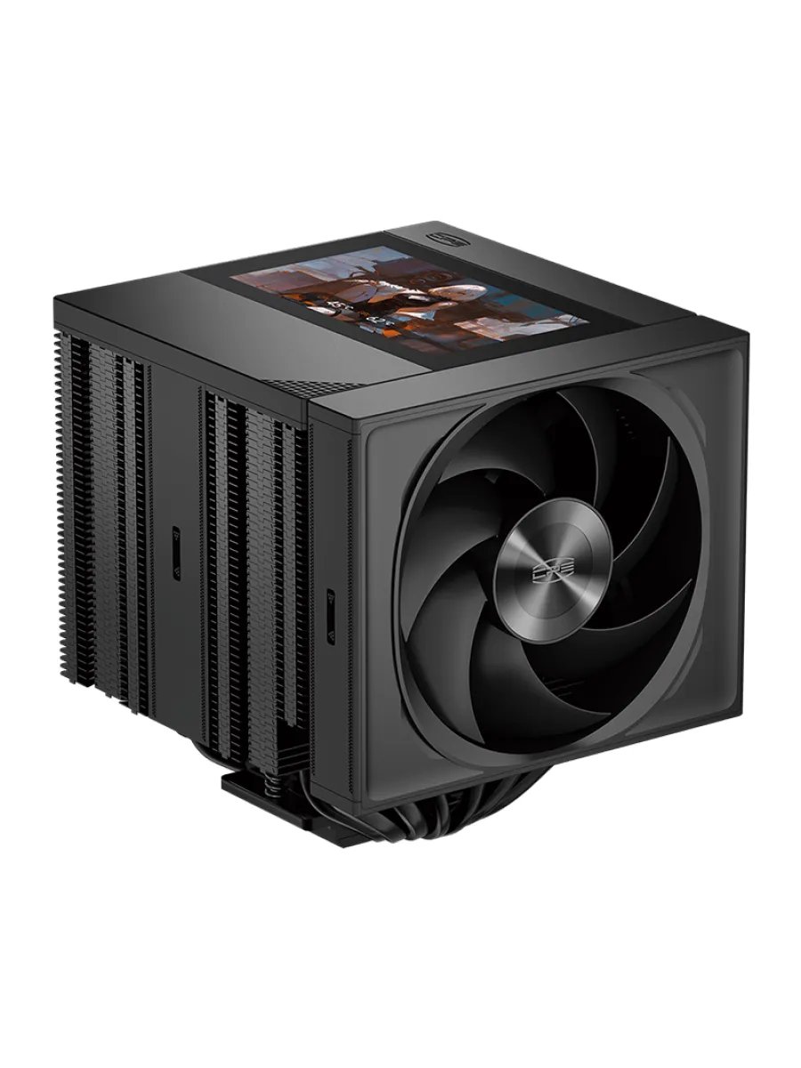 Кулер PcCooler RZ820 Display BK (290W, 4-pin PWM, LED, 169mm, Al/Cu, 8x6mm, 1x140mm + 1x150mm, 71.9/78.7CFM, 27.1/35.8dBA)