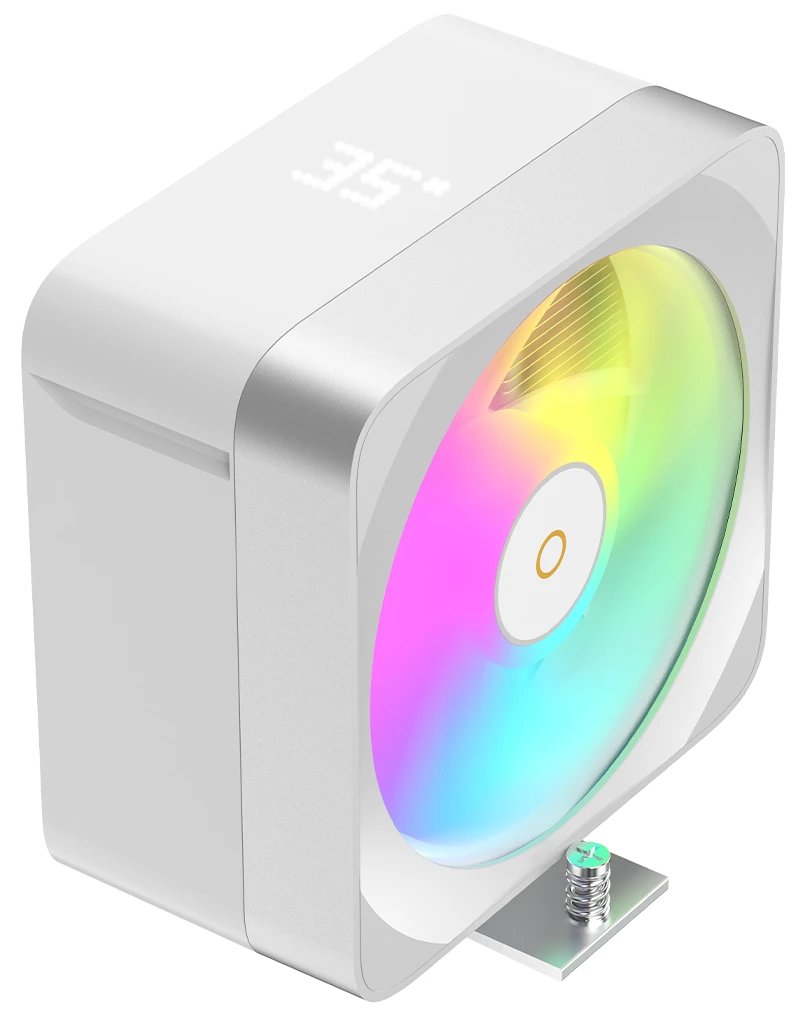 Кулер Ocypus Delta A40 EX WH Digital, 120mm ARGB Fan, Top Display Panel, 4 Heat Pipes, 4-PIN PWM, 500-1800 RPM, 29DBA, Hydro Bearing