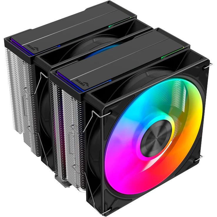 Кулер SAMA A60L (A60-XXWAYXOX-G) (265W, 4-pin PWM, 156.5mm, 6x6mm, ARGB, 2x120mm, 78CFM, 29dBA, 2200RPM, S 1851/1700/1200/115)