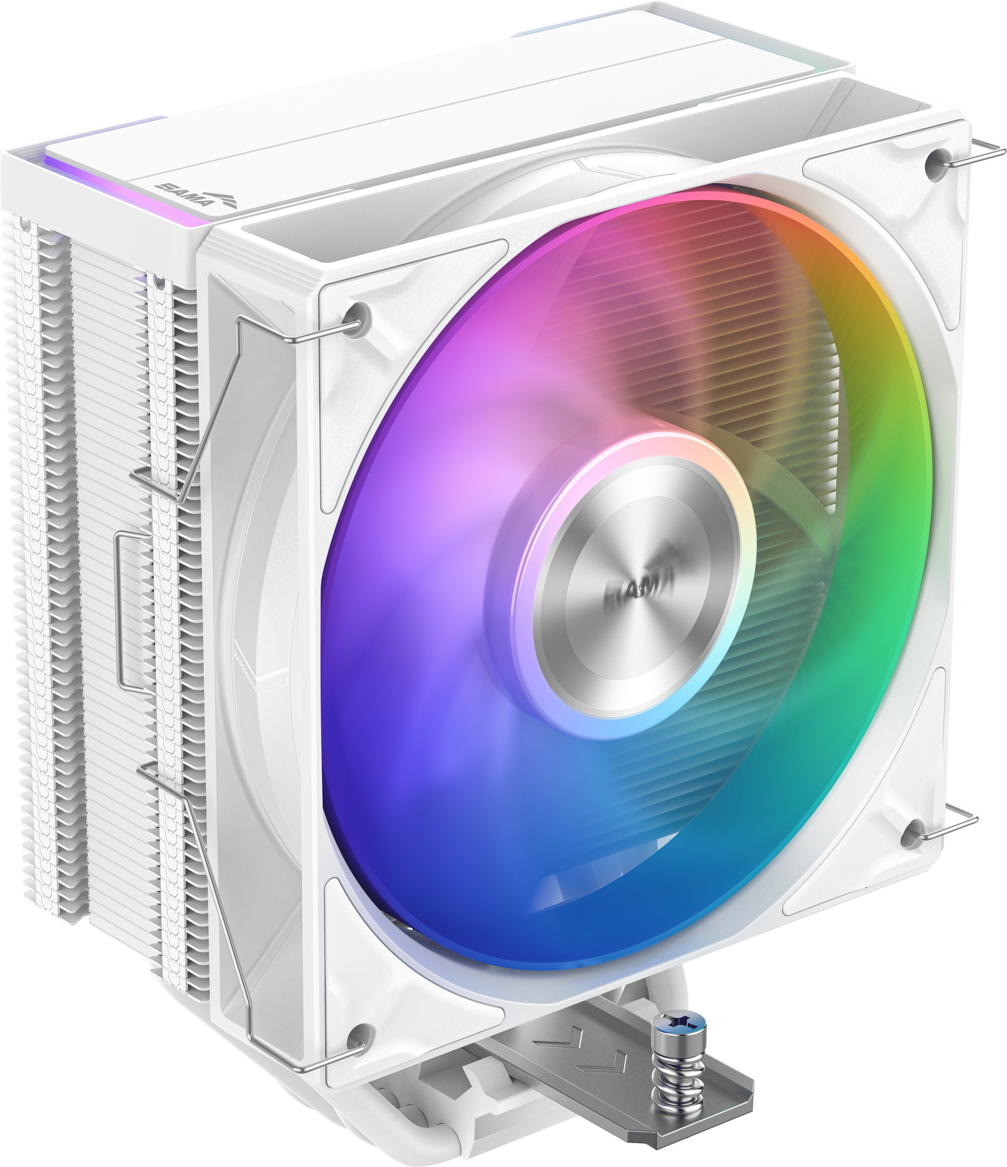 Кулер SAMA A40L WH (A40-WHWAYXOX-G) (240W, 4-pin PWM, 152mm, 4x6mm, ARGB, 1x120mm, 75.2CFM, 29dBA, 2200RPM, S: 1851/1700/1200)
